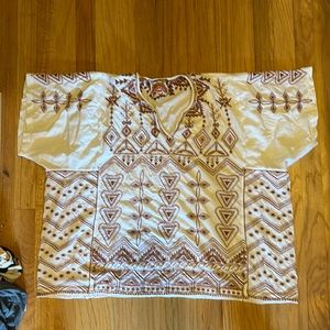 🧿Johnny Was eyal knit boxy tee white and pink/mauve